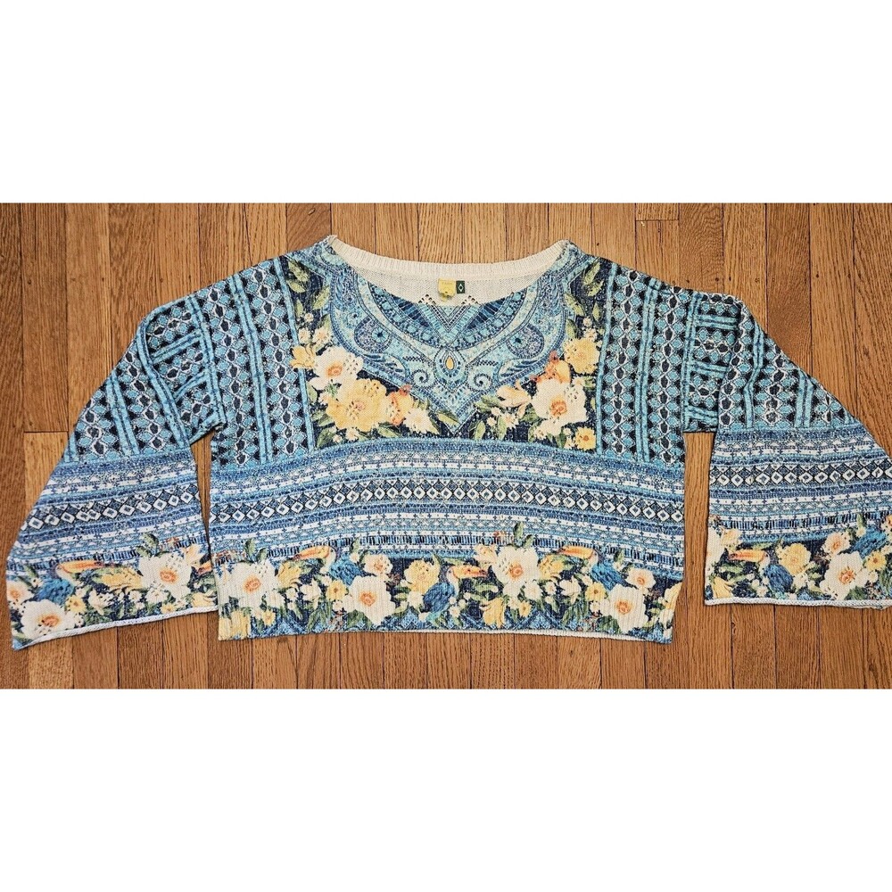 Farm Rio Bell Sleeve Top 100% Bohemian Cotton Crop Top Size S